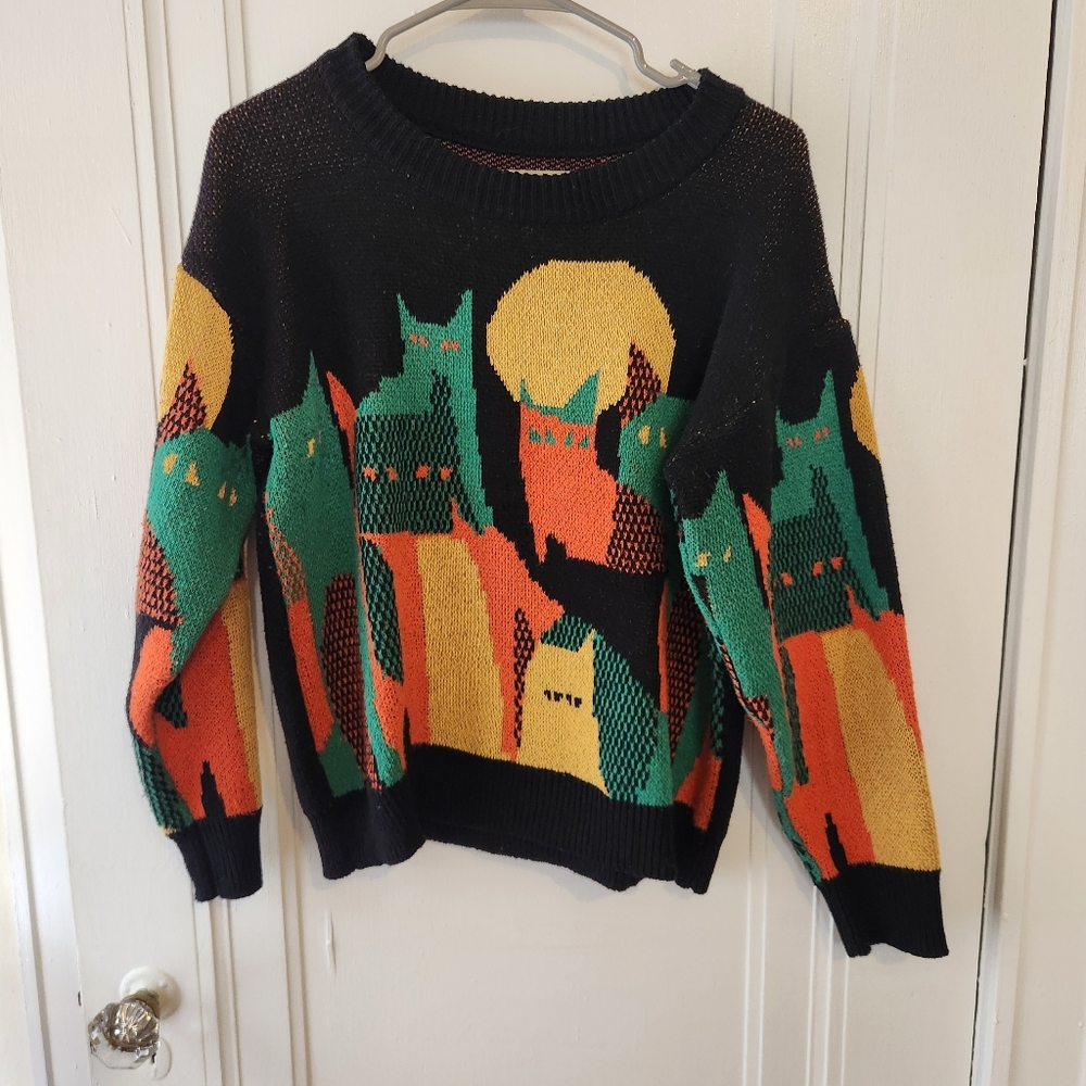 Colorful Cat Pattern Sweater